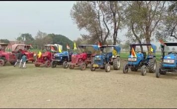 बक्सर में जमीन अधिग्रहण के विरोध में किसानों का ट्रैक्टर मार्च