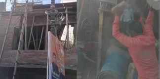 बजरंग दल के कार्यकर्ताओं ने पुलिस के सामने मस्जिद निर्माण रोक कर की तोड़फोड़