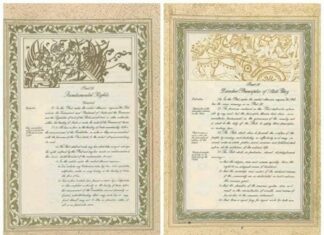 भारतीय संविधान की मूल प्रति के चित्र Indian Constitution