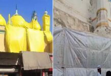 उप्र में मस्जिदों को तिरपाल से ढँकने का फ़ैसला किसका था?