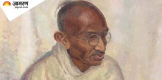 महात्मा गांधी की एक दुलर्भ पेटिंग हुई ऑनलाइन नीलाम